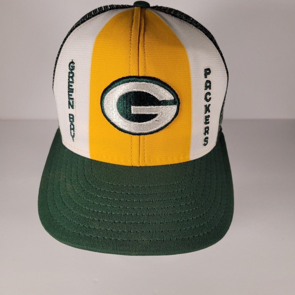 Green Bay Packers Vintage Trucker Snapback Hat Green, Gold, White